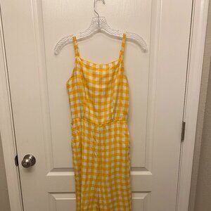 Yellow Linen-Blend Cami Jumpsuit